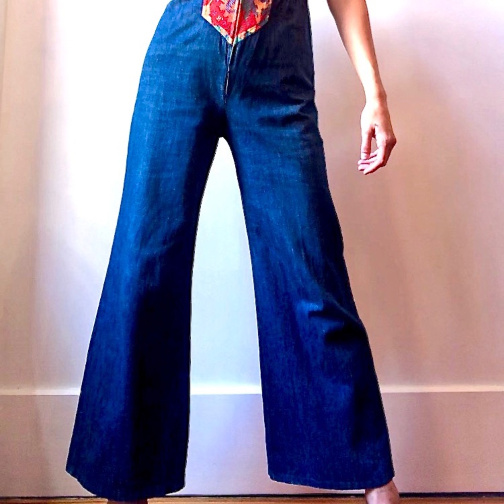 1970s Oops California denim jumpsuit bell bottom S - Picture 3 of 11